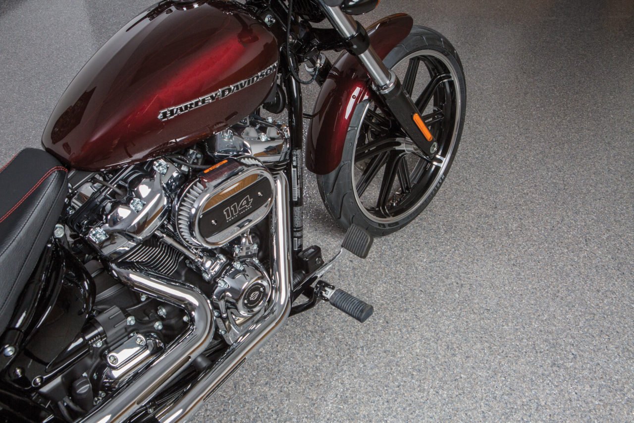 grey epoxy garage floor installation